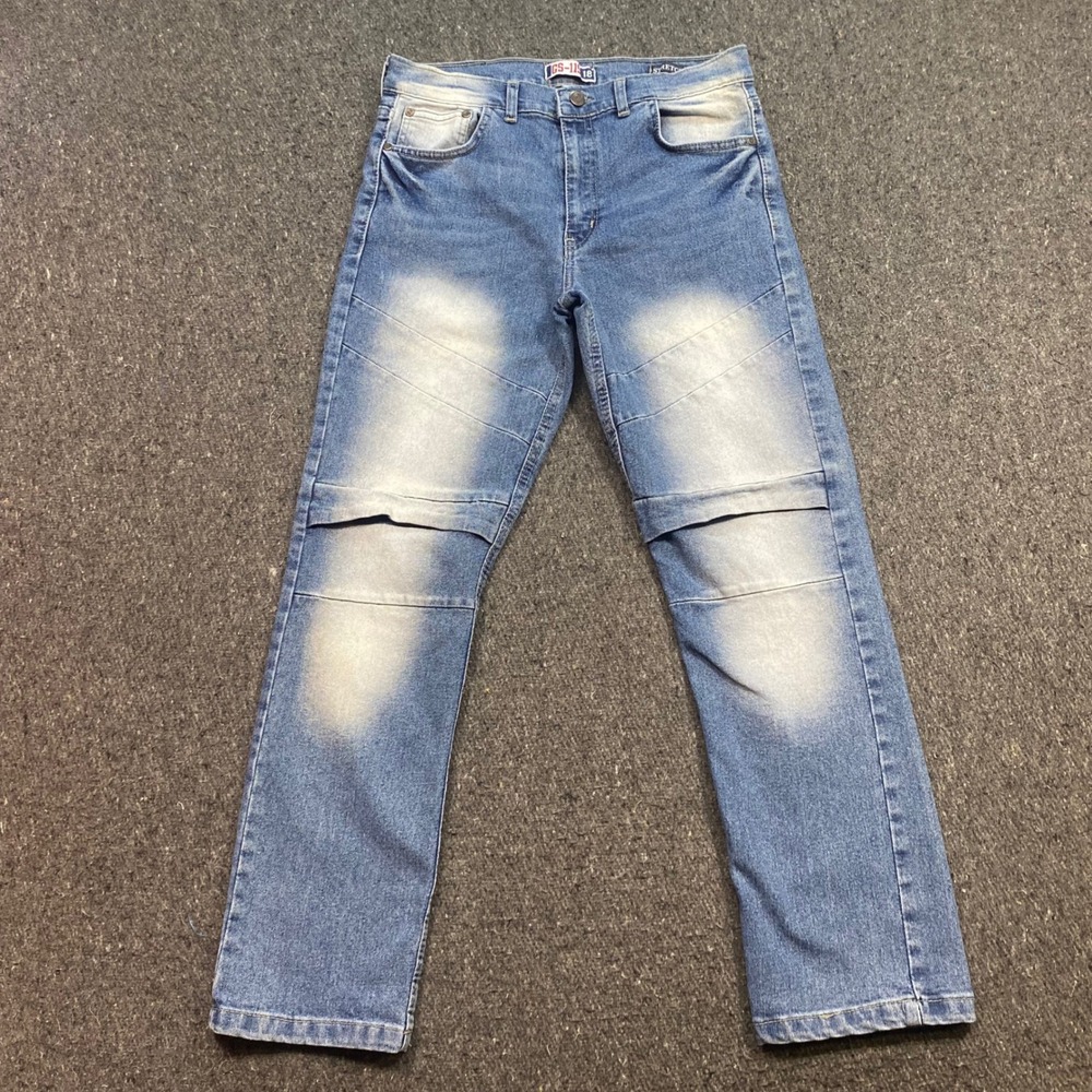 GS-115 Moto Jeans Sz 18 Boys Blue Streetwear Skater Faded Stretch Denim Pants